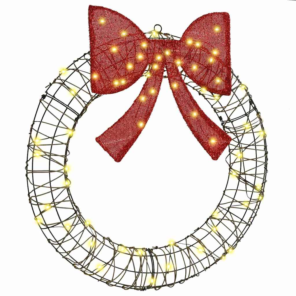 Wreath with 60 LEDs Warm white 75 cm Rattan